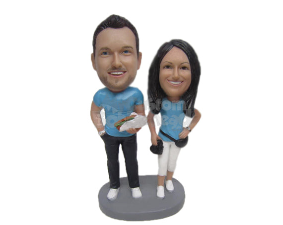 Subway Sandwich Loving Fit Couple Personalized Bobblehead