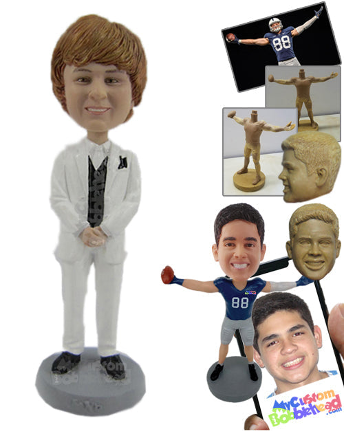 Groom in Wedding Attire Ready for His Wedding Personalized Bobblehead