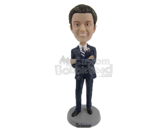 Custom Bobblehead Best Man Wearing Formal Outfit Ready For The Ceremony - Wedding & Couples Groomsman & Best Men Personalized Bobblehead & Cake Topper