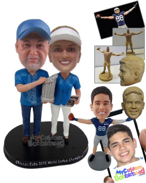 Baseball Champion Proud Couple Holding Major League Trophy Personalized Bobblehead