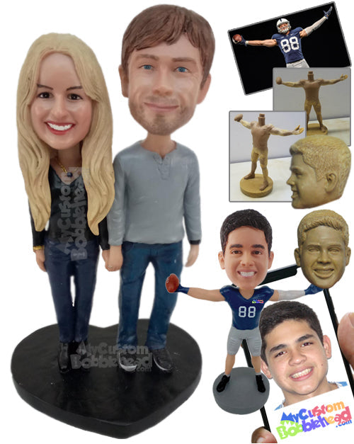 Stylish Couple in Classy Casual Outfits Personalized Bobblehead