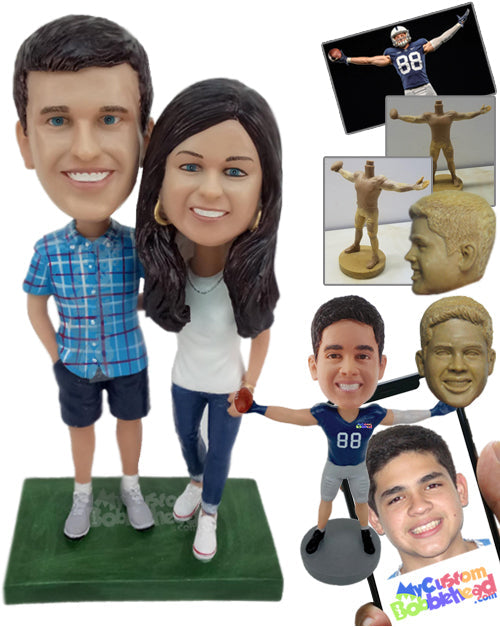 Classy Couple Wearing Casual Outfit Personalized Bobblehead