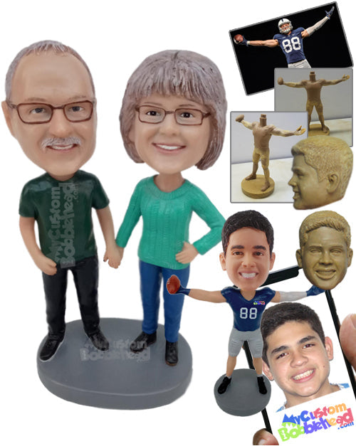 Fashionable Couple Holding Hands Wearing Casual Outfits Personalized Bobblehead