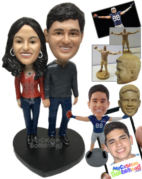 Classy Couple Wearing Trendy Casual Attire Personalized Bobblehead