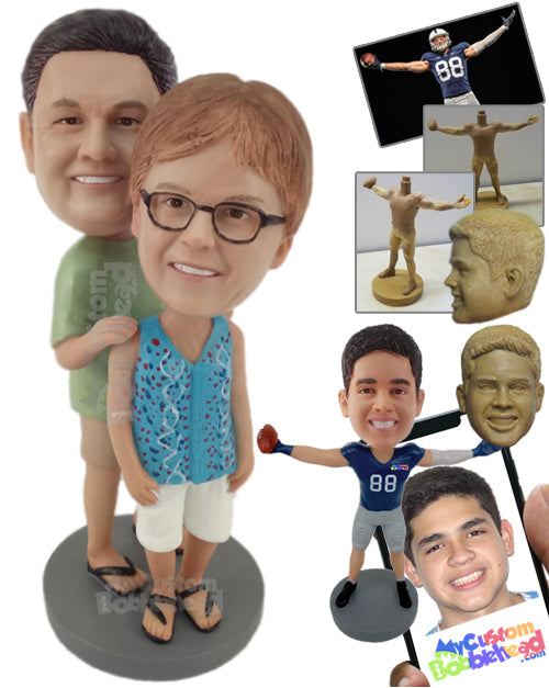 Couple Posing for a Photo Wearing Casual Outfit Personalized Bobblehead