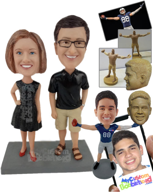 Classy Couple Modeling Wearing Casual Attire Personalized Bobblehead