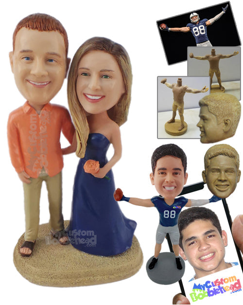 Beach Wedding Themed in Semi Formal Attire Personalized Bobblehead