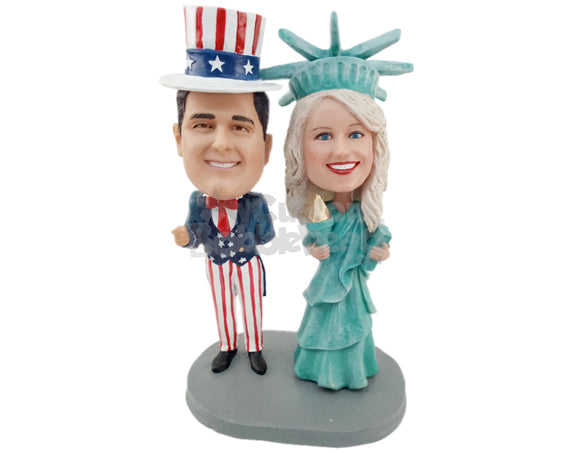 Independence Day Couple Personalized Bobblehead