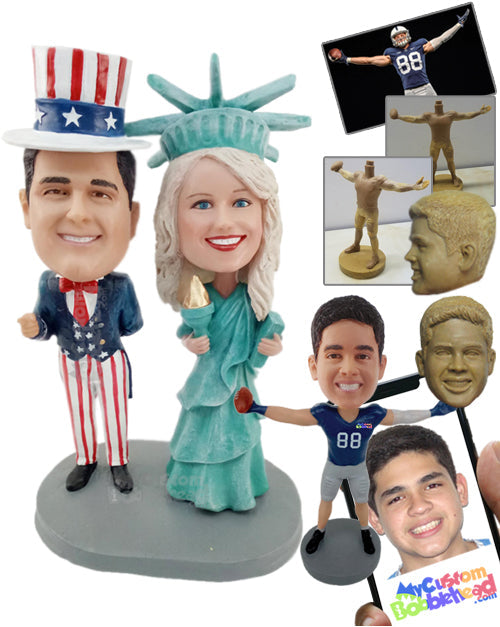 Independence Day Couple Personalized Bobblehead