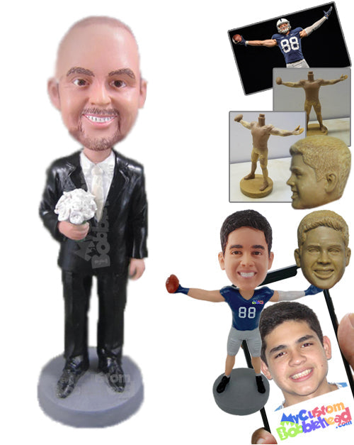 Groom Ready for His Wedding with Formal Bridal Attire On Personalized Bobblehead