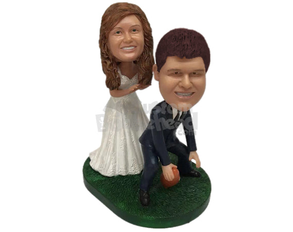 Custom Bobblehead Football Fan Wedding Couple - Wedding & Couples Couple Personalized Bobblehead & Cake Topper