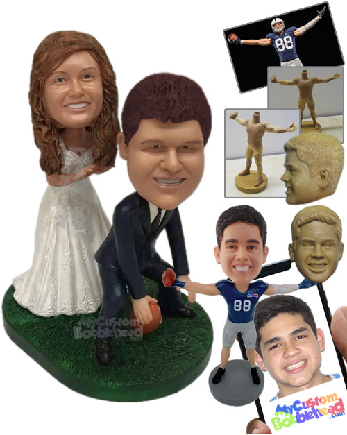 Football Fan Wedding Couple Personalized Bobblehead