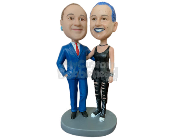 Custom Bobblehead Punk Wild Couple - Wedding & Couples Bride & Groom Personalized Bobblehead & Cake Topper