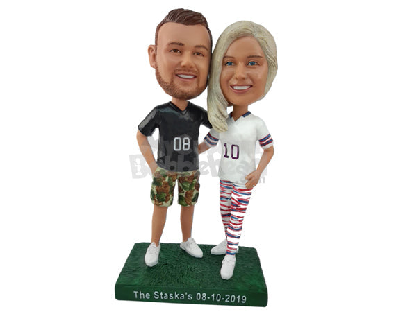 Smart Couple Wearing Casual Sport Clothes Personalized Bobblehead