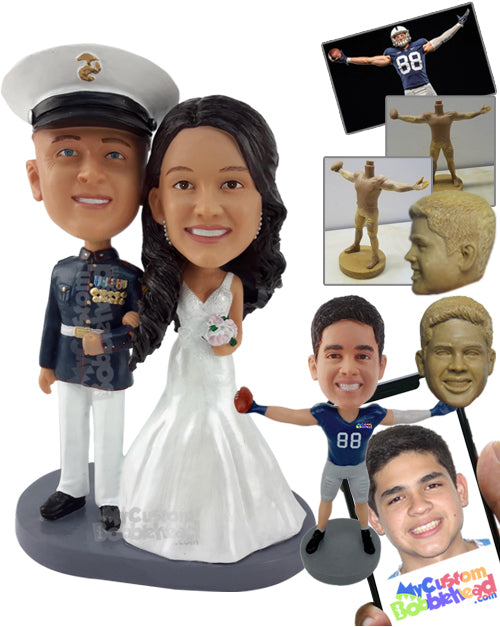 Navy Officer Wearing His Uniform with His Wife in a Beautiful Gown Personalized Bobblehead