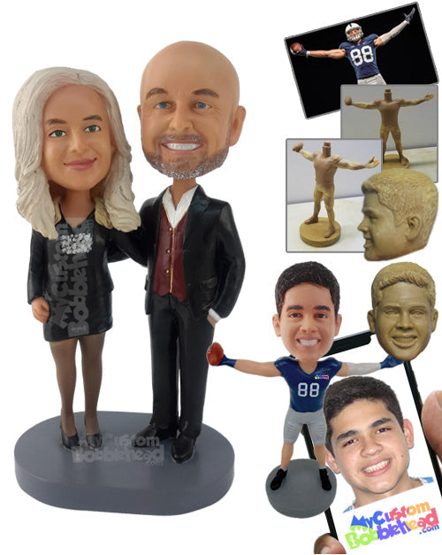 Pair of Male and Female Wearing Fancy and Warm Clothes Personalized Bobblehead