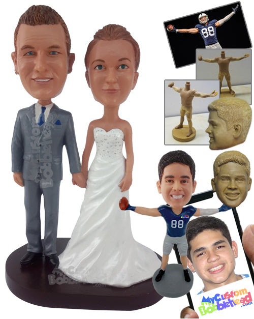 Engaged Couple Holding Hands Personalized Bobblehead