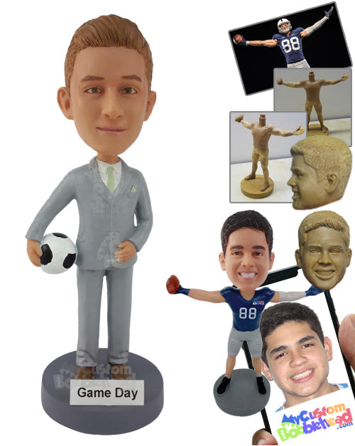 Football Player Dressed Up in a Fancy Suit for His Wedding Personalized Bobblehead