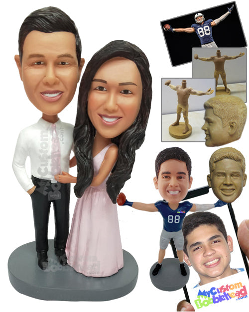 Couple Wearing Shiny Clothes to an Event Personalized Bobblehead