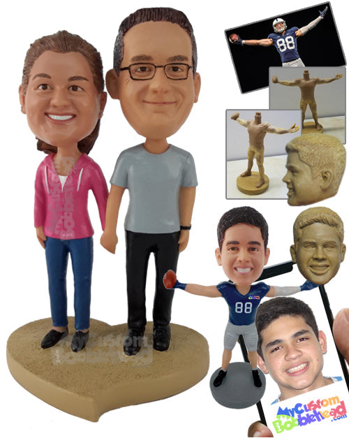 Casual Couple Holding Hands and Wearing Smart Comfortable Clothes Personalized Bobblehead