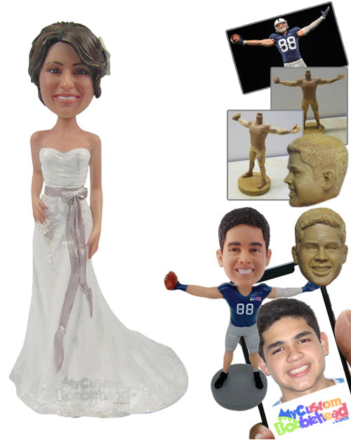 Woman in Strapless Wedding Gown Personalized Bobblehead