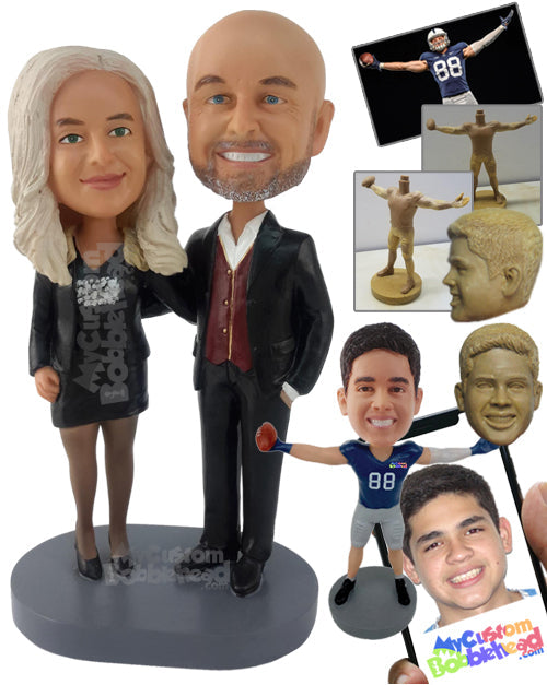 Gorgeous Couple with Hands upon Each Other and Dressed Simple and Elegant Personalized Bobblehead