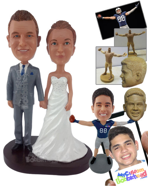 Gorgeously Dressed Wedding Couple Holding Hands to Move onto the Next Phase Personalized Bobblehead