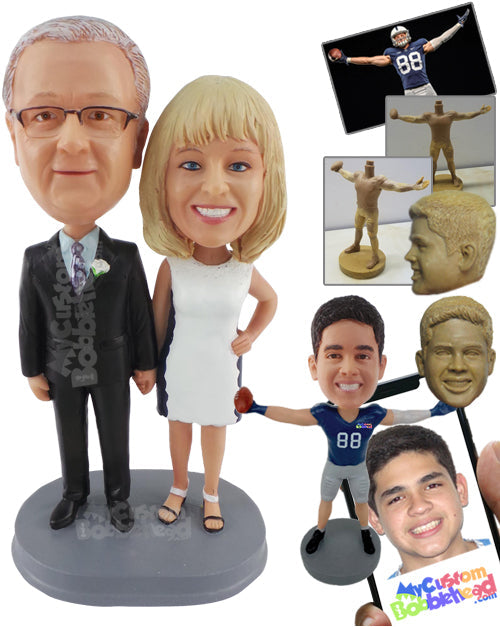 Couple Wearing Fancy Suits and Holding Hands Personalized Bobblehead