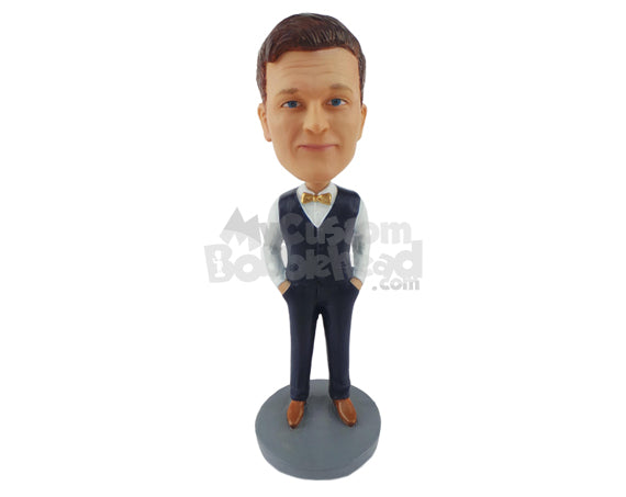 Custom Bobblehead Dressed As A Best Man On His Friends Wedding - Wedding & Couples Groomsman & Best Men Personalized Bobblehead & Cake Topper