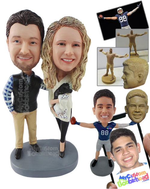 Guy Putting His Hand on Her Shoulder as Both Walk Down in Formal Clothes Personalized Bobblehead