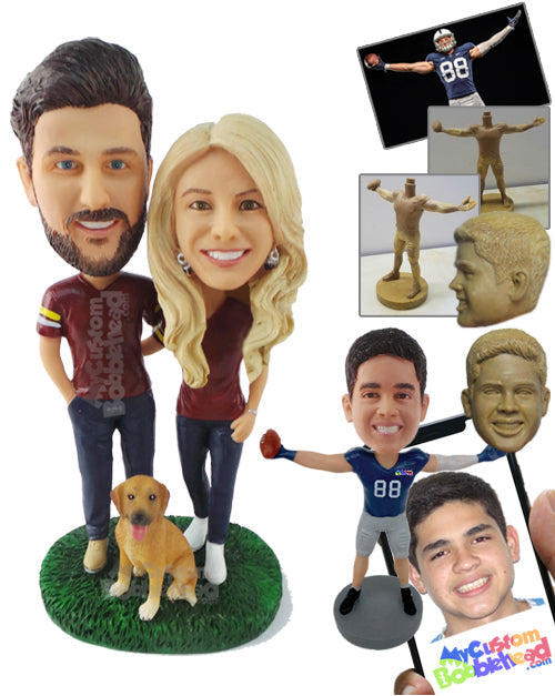 Beautiful Couple in Matching Outfits Personalized Bobblehead