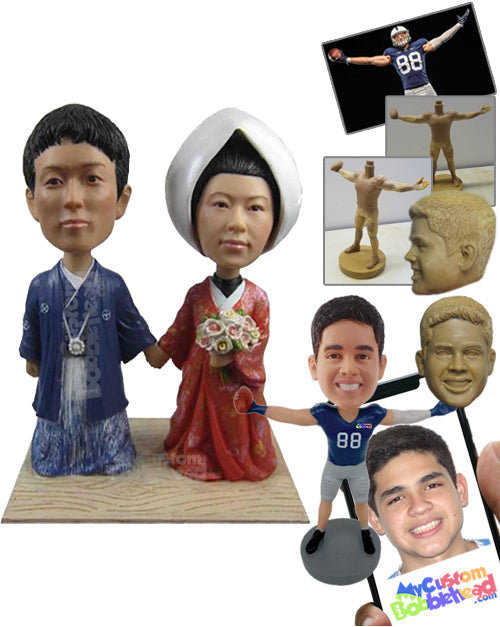 Traditional Chinese Wedding Couple in Classic Attire Personalized Bobblehead