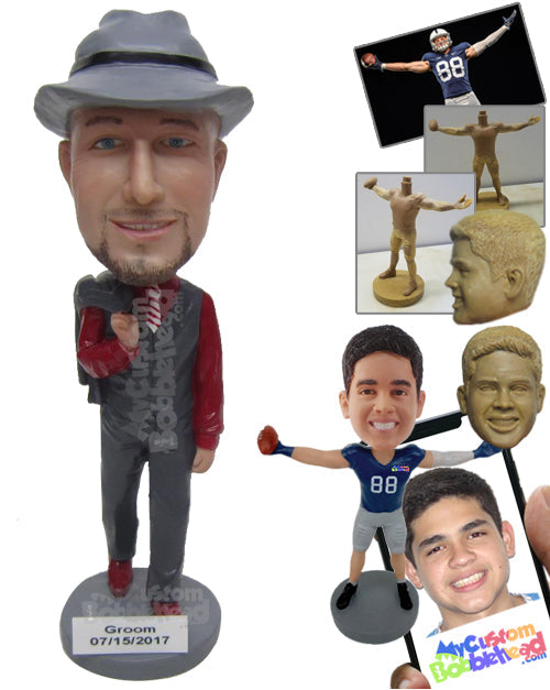 The Groom Dressed as a Handsome Cowboy Personalized Bobblehead