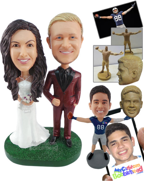 Perfectly Dressed Couple with the Guy in a Tacky Suit and Woman in a Beautiful Gown Personalized Bobblehead