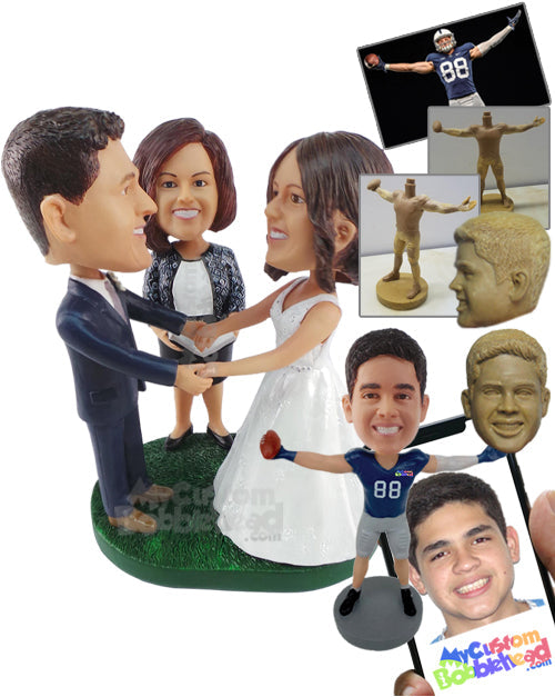 Couple Holding Hands with Woman in Background Personalized Bobblehead