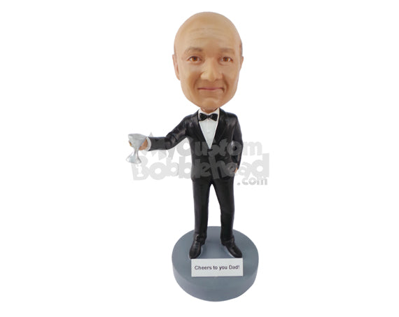 Custom Bobblehead The Couples Father Dressed In A Fancy Suit - Wedding & Couples Couple Personalized Bobblehead & Cake Topper