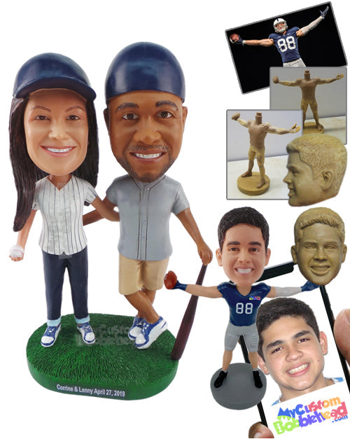 Baseball Couple Ready to Play Personalized Bobblehead