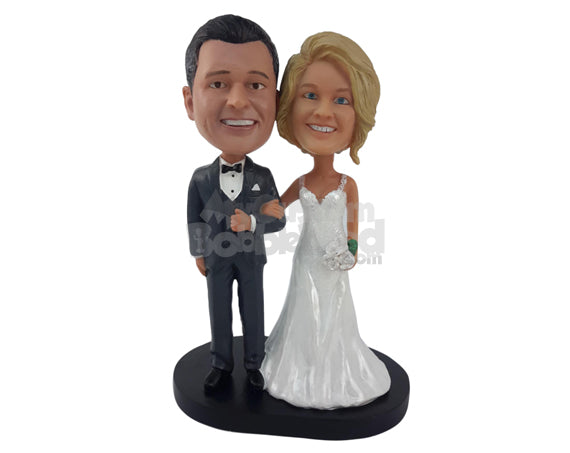 Custom Bobblehead About To Marry Couple Dressed Accordingly To Their Event - Wedding & Couples Bride & Groom Personalized Bobblehead & Cake Topper