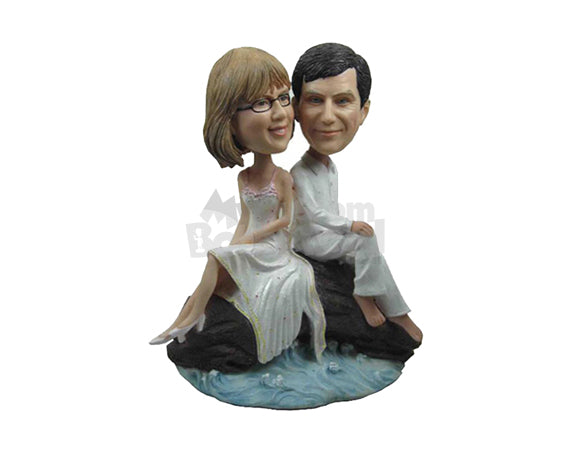 Custom Bobblehead Couple In Formal Attire Ready For A Photo Shoot Session - Wedding & Couples Couple Personalized Bobblehead & Cake Topper