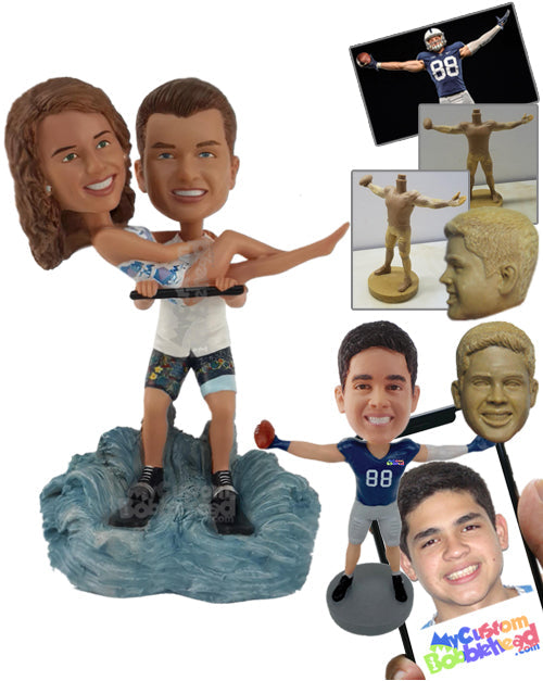 Man Picking Up His Smart Model Wife or Girlfriend Personalized Bobblehead