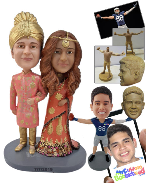 Cultural Indian Couple Wearing Their Cultural Dresses Personalized Bobblehead