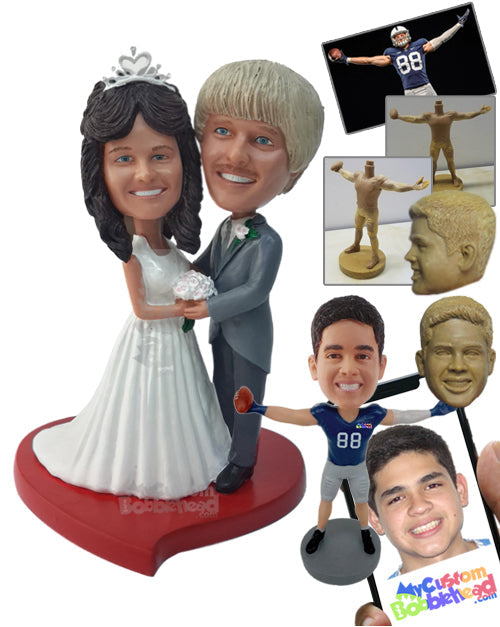 Newly Married Couple with the Woman in a Gown and Tiara Personalized Bobblehead