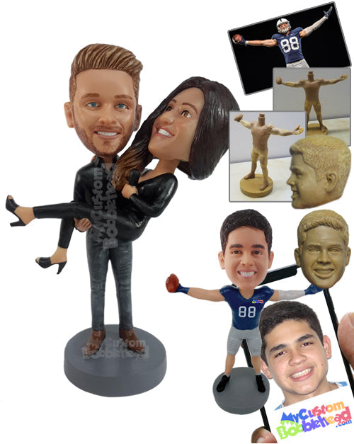 Smart Man Holding Woman Onto His Hands Personalized Bobblehead