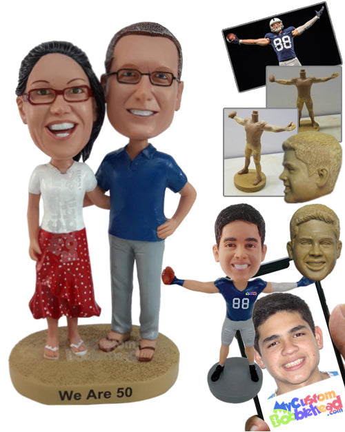 Couple Over 50 Dressed Casually Personalized Bobblehead