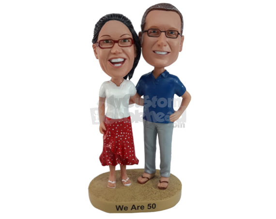 Custom Bobblehead Couple Over 5 Dressed Casually - Wedding & Couples Couple Personalized Bobblehead & Cake Topper