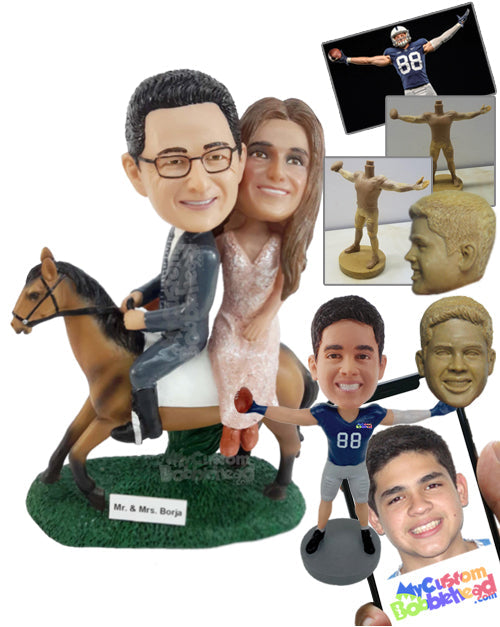 Man and His Wife Riding a Horse Personalized Bobblehead