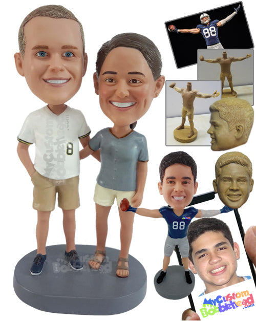 Couple Wearing Shorts and T-Shirts Personalized Bobblehead