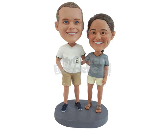 Couple Wearing Shorts and T-Shirts Personalized Bobblehead