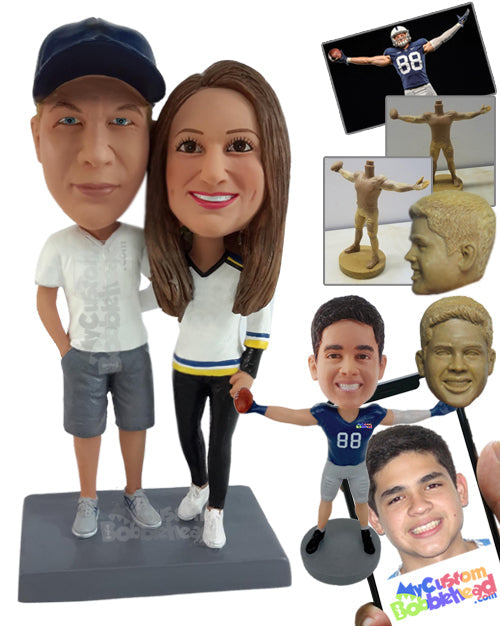 Smart Baseball Fan Couple Personalized Bobblehead