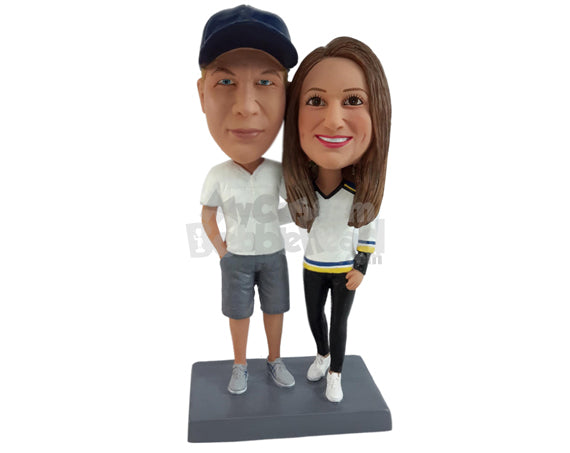 Smart Baseball Fan Couple Personalized Bobblehead